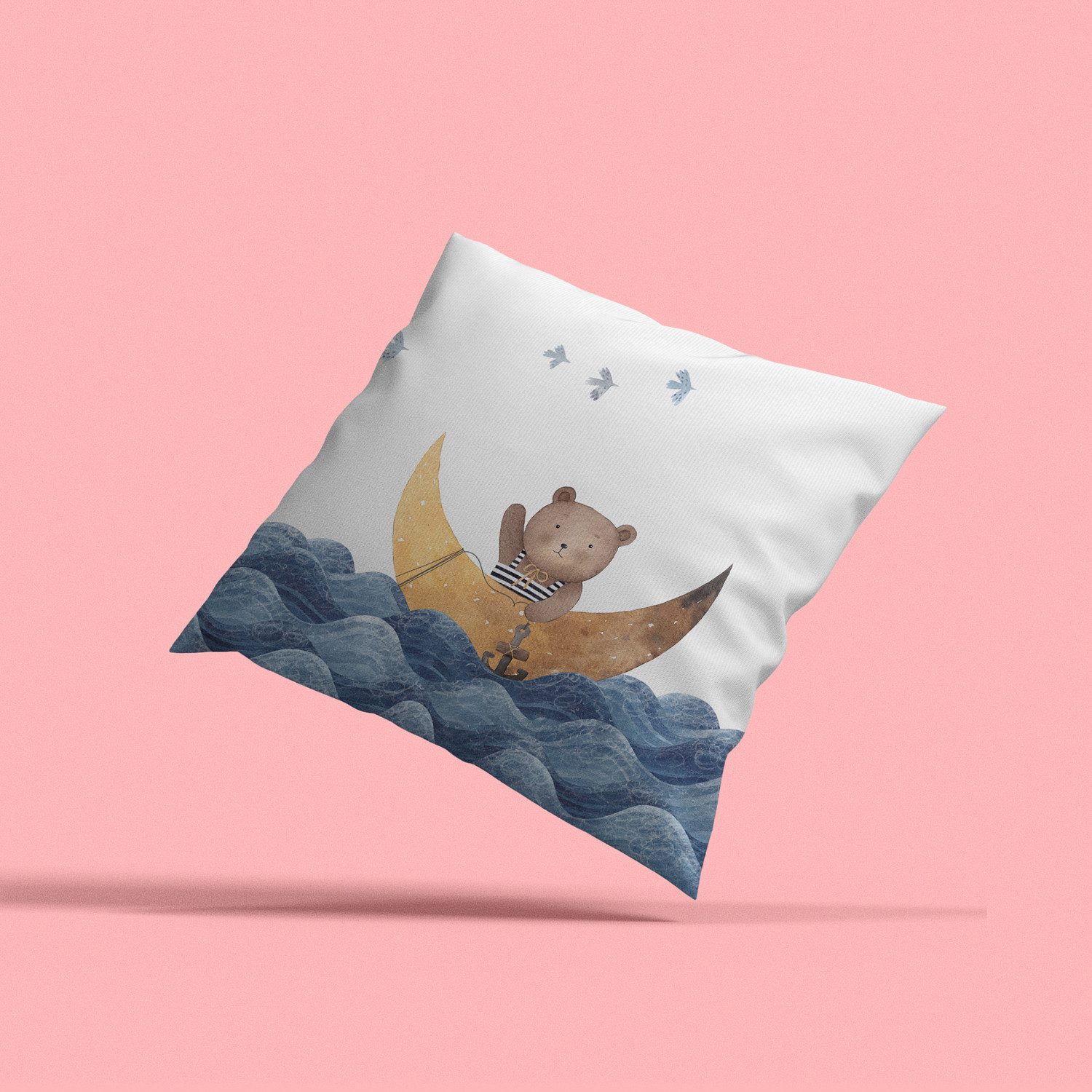 queence Dekokissen Bär auf hoher See, Kissenhülle mit HD Premium Druck, geruchsneutral, 40x40cm