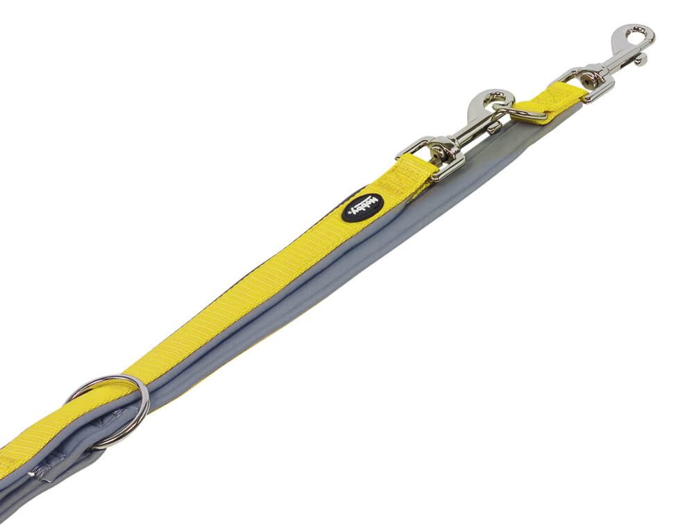 Nobby Hundeleine Führleine "Classic Preno", gelb/grau, L-XL, Nylon-Neopren, 3-fach verstellbar, weicher Griff durch Neoprenfutter