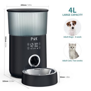 ANTEN Futterautomat Automatischer Futterspender Katze Hunde Aufnahmefunktion mit Timer 4L