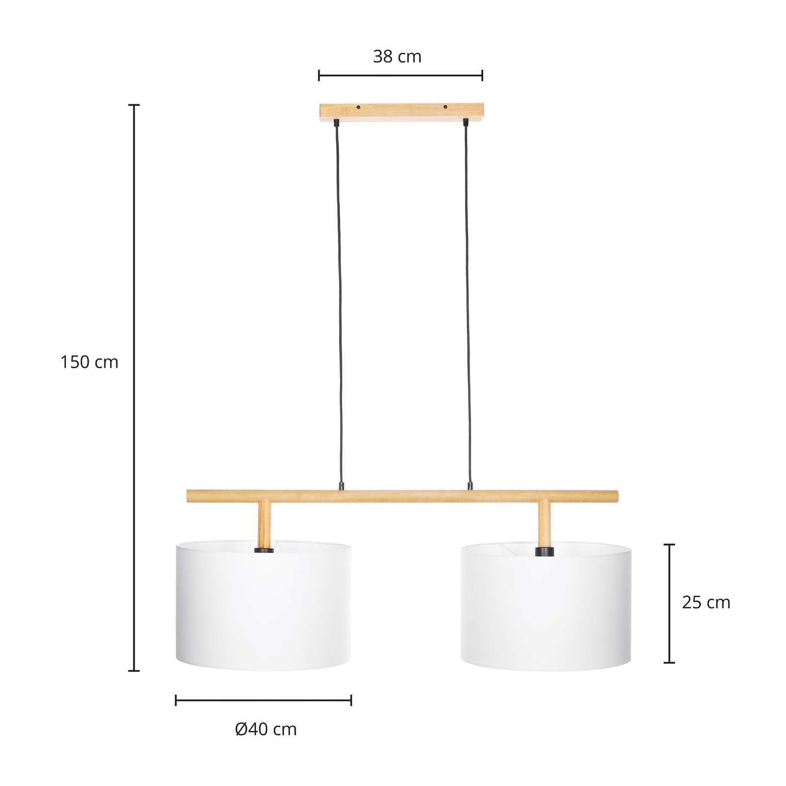 Modern, Hängeleuchte holz, Stoff, Leuchtmittel nicht weiß, Lindby E27, flammig, inklusive, Holz, 2 dimmbar, Deckenlampe Chava, Metall,