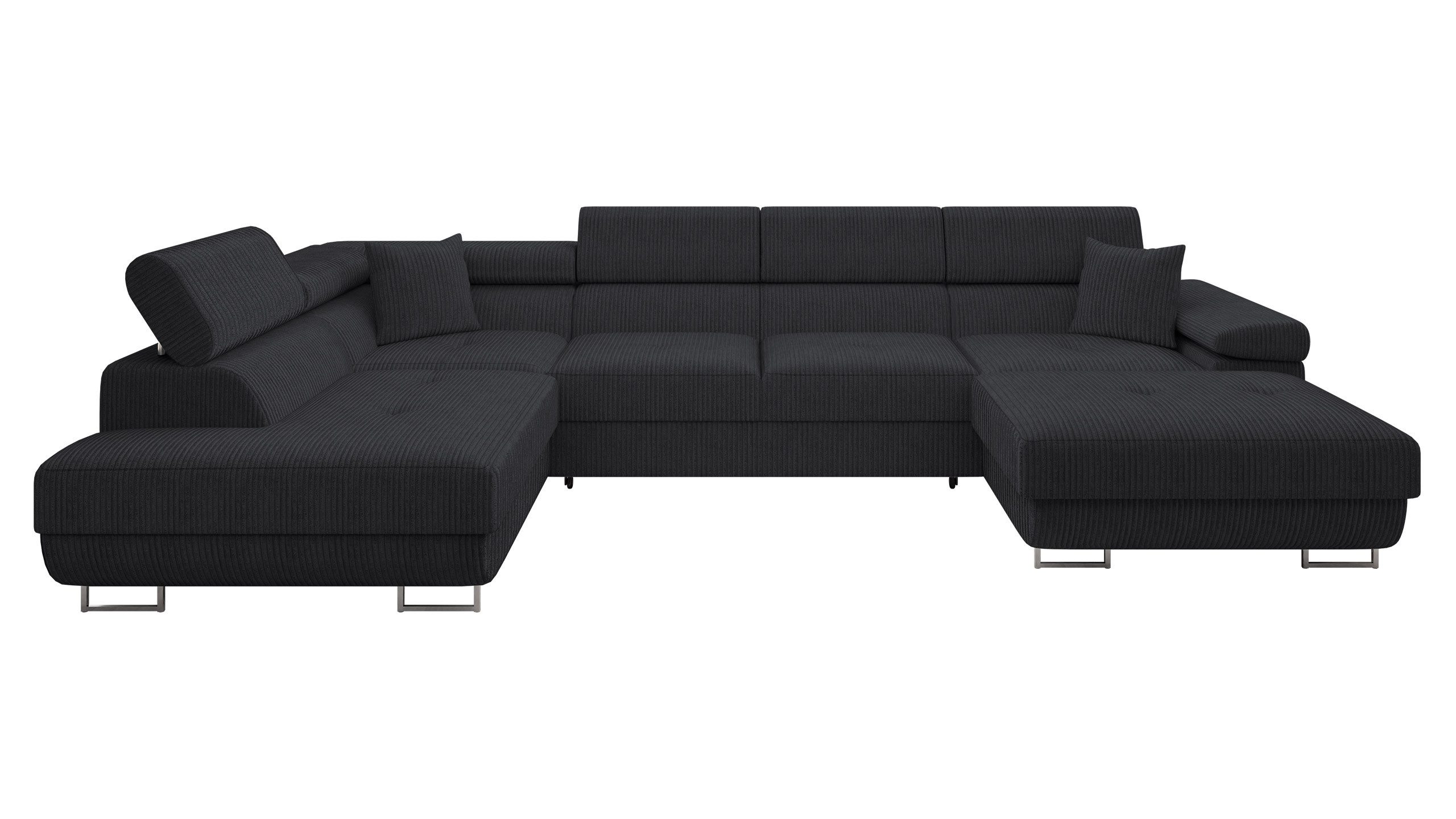 MIRJAN24 Wohnlandschaft Torezio Bis Cord, mit Bettkasten und Schlaffunktion, Einstellbare Kopfstützen, 346x203x70-90 cm, U-Form – Bild 2 von 5