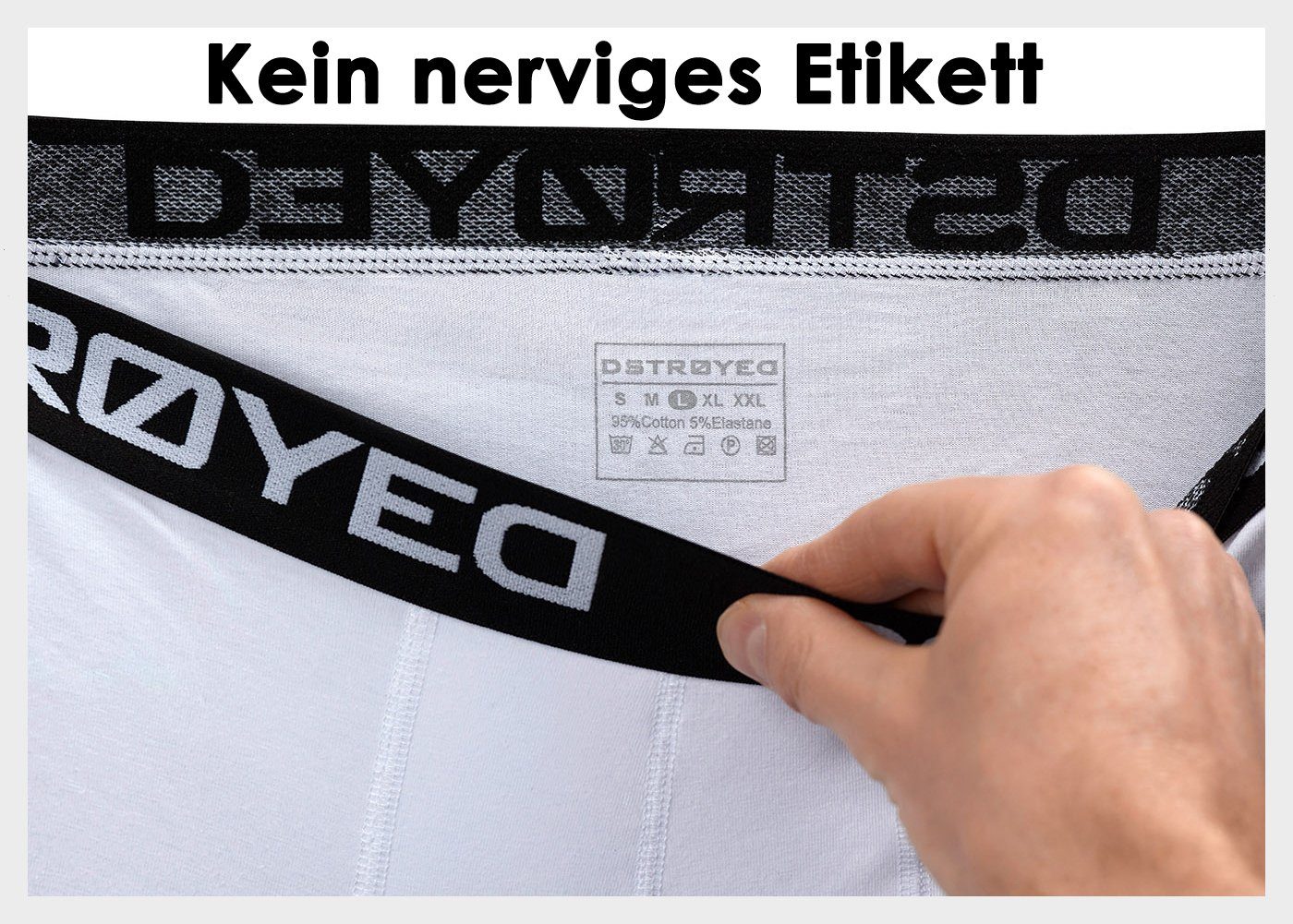 DSTROYED Boxershorts Herren Männer Unterhosen Baumwolle Premium Qualität perfekte Passform (Vorteilspack, 10er Pack) S - 7XL – Bild 4 von 5