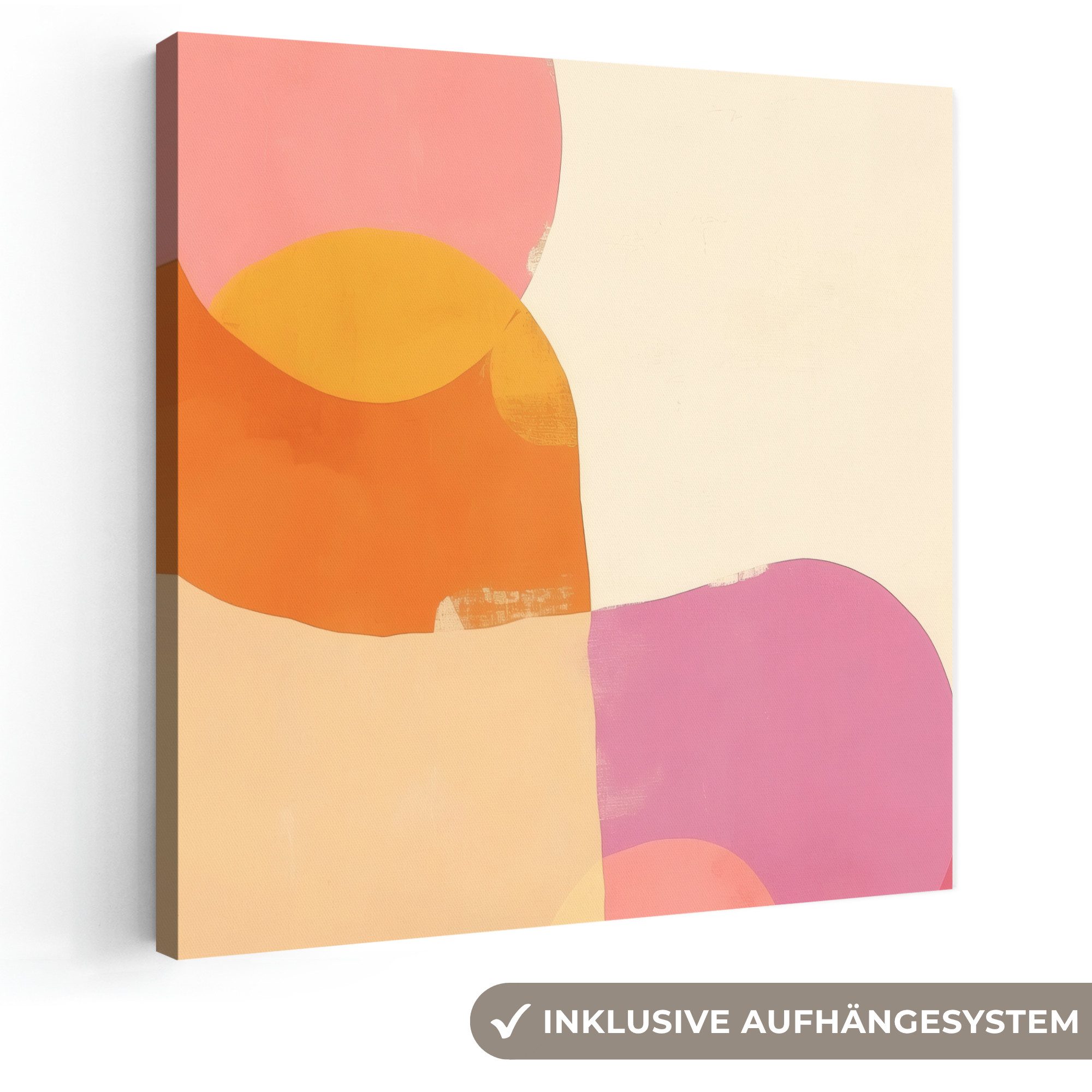OneMillionCanvasses® Leinwandbild Formen - Abstrakt - Farbenfroh, Fotodruck (1 St), Wandbild, Deko Schlafzimmer Wohnzimmer Flur 20x20 cm