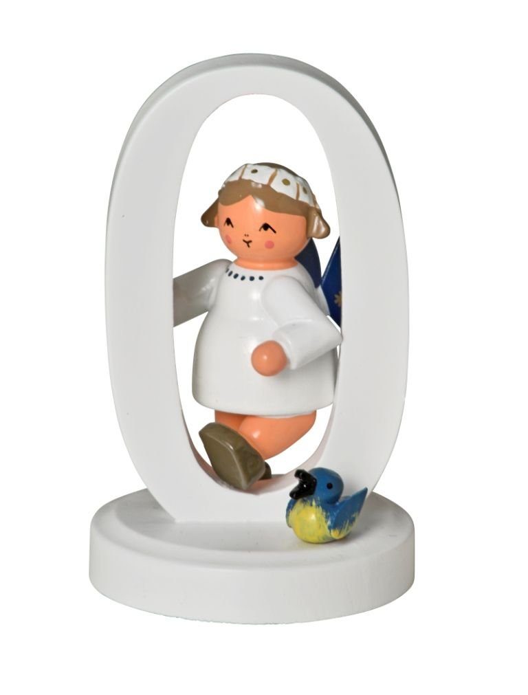 KWO Kunstgewerbe Werkstätten Engelfigur Miniaturfigur Engel mit Zahl "0" BxTxH= 4x4x7cm NEU