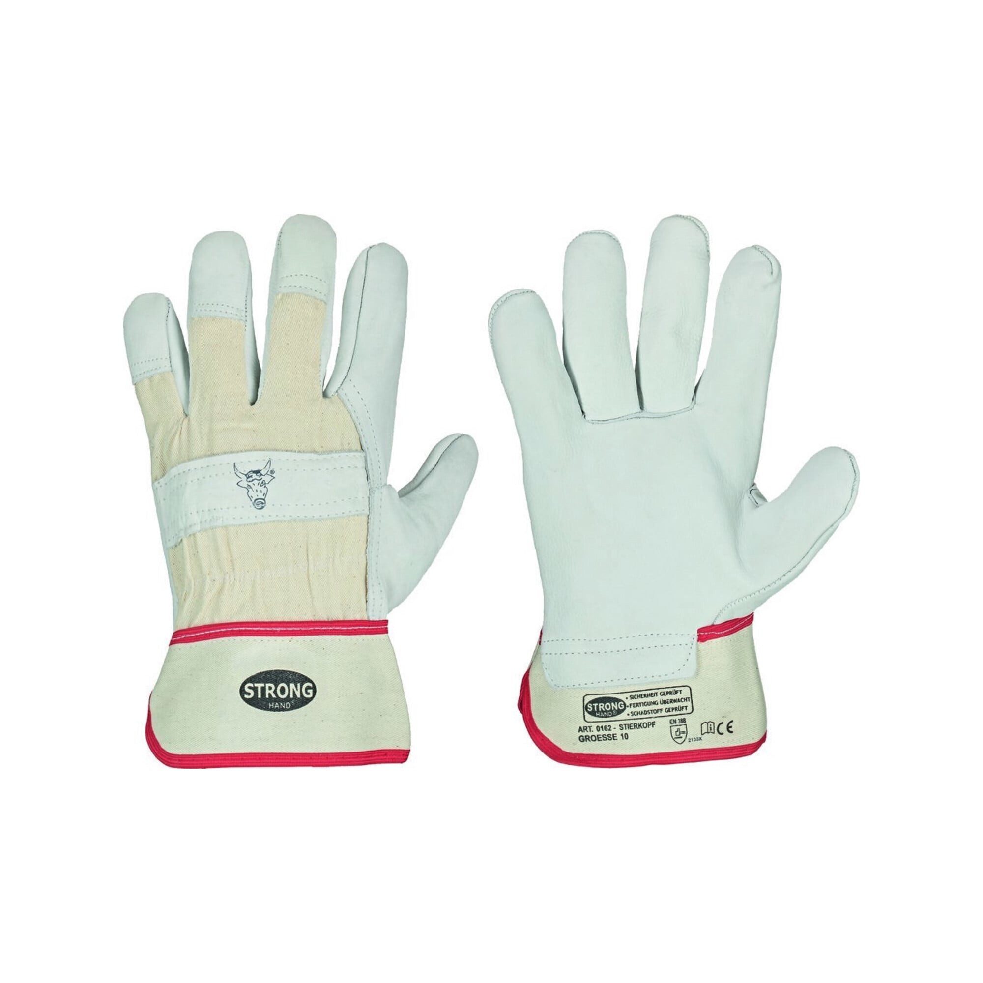 Stronghand Leder-Arbeitshandschuhe stronghand Handschuh STIERkopfClassic, Rindvollleder, Gr.11 12 Stk