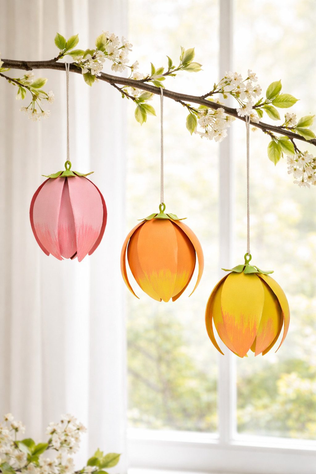 LB H&F Lilienburg Dekohänger 3er SET Anhänger Hänger Deko Frühling Frühjahr Frühlingsdeko Blüte (Geschenk Ideen bunt Blumen Mitbringsel Ostern Gastgeschenk Zweige kaufen zum Hängen Osterhänger Osteranhänger Osterdeko Dekoration Sommer Dekoaufhänger Fensterdeko Hängedekoration Fensteranhänger Geschenk Idee basteln selber machen dekorieren kaufen Mitbringsel Muttertag Sommer Dekoast Wohnzimmer drinnen Fensterbank Fensterbrett figur Aufsteller Flur hängend innen Frühling künstliche Blüte Frühjahr Ostern Osterdeko anhängen aufhängen Metall Metallblüte Metallblume, hinhängen Ast Dekozweig Astbündel Fenster Tür Eingang basteln), Hängedeko Dekohänger Blume Blüte Metall orange rot gelb