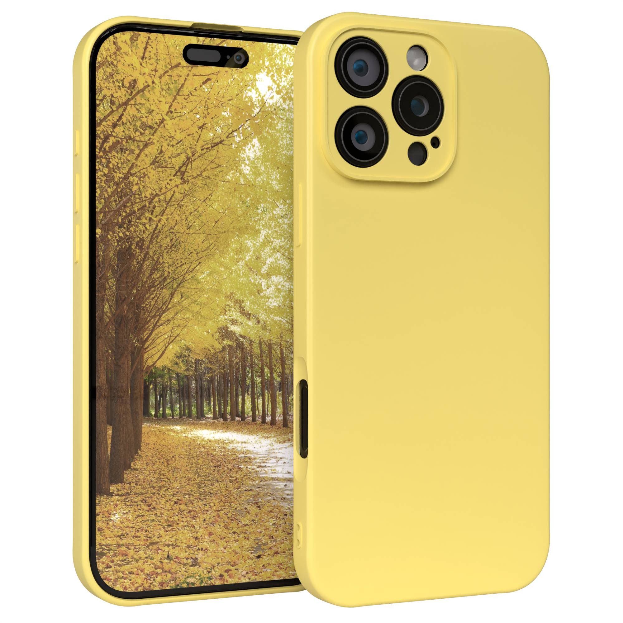 EAZY CASE Handyhülle für Apple iPhone 16 Pro Max Hülle Silikon 6,9 Zoll, Handy Softcase stoßfest Hülle mit Kameraschutz Bumper Tpuhülle Gelb