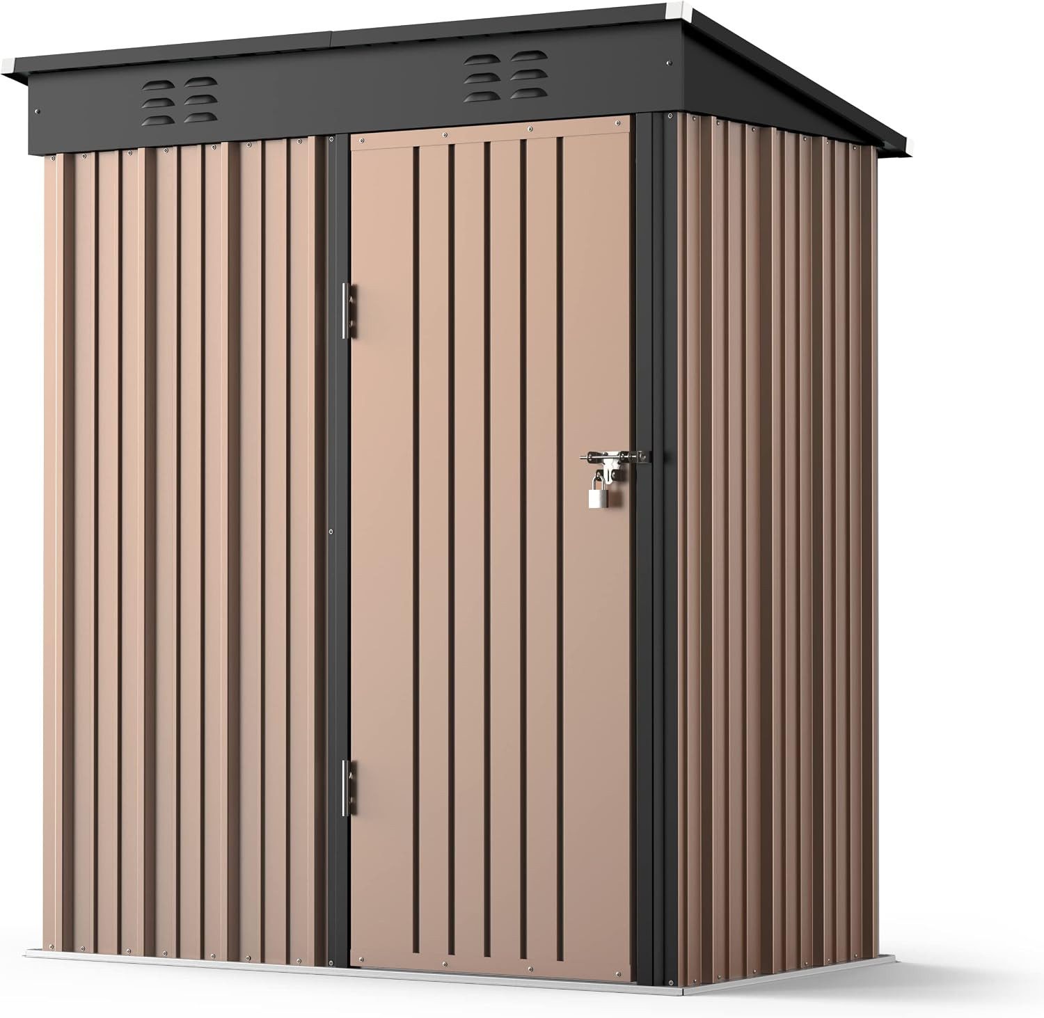 Blishom Gartenhaus Metallgeräteschuppen wetterfestes Gerätehaus 162 × 95 × 182 cm, Gerätehaus mit abschließbar Lüftung