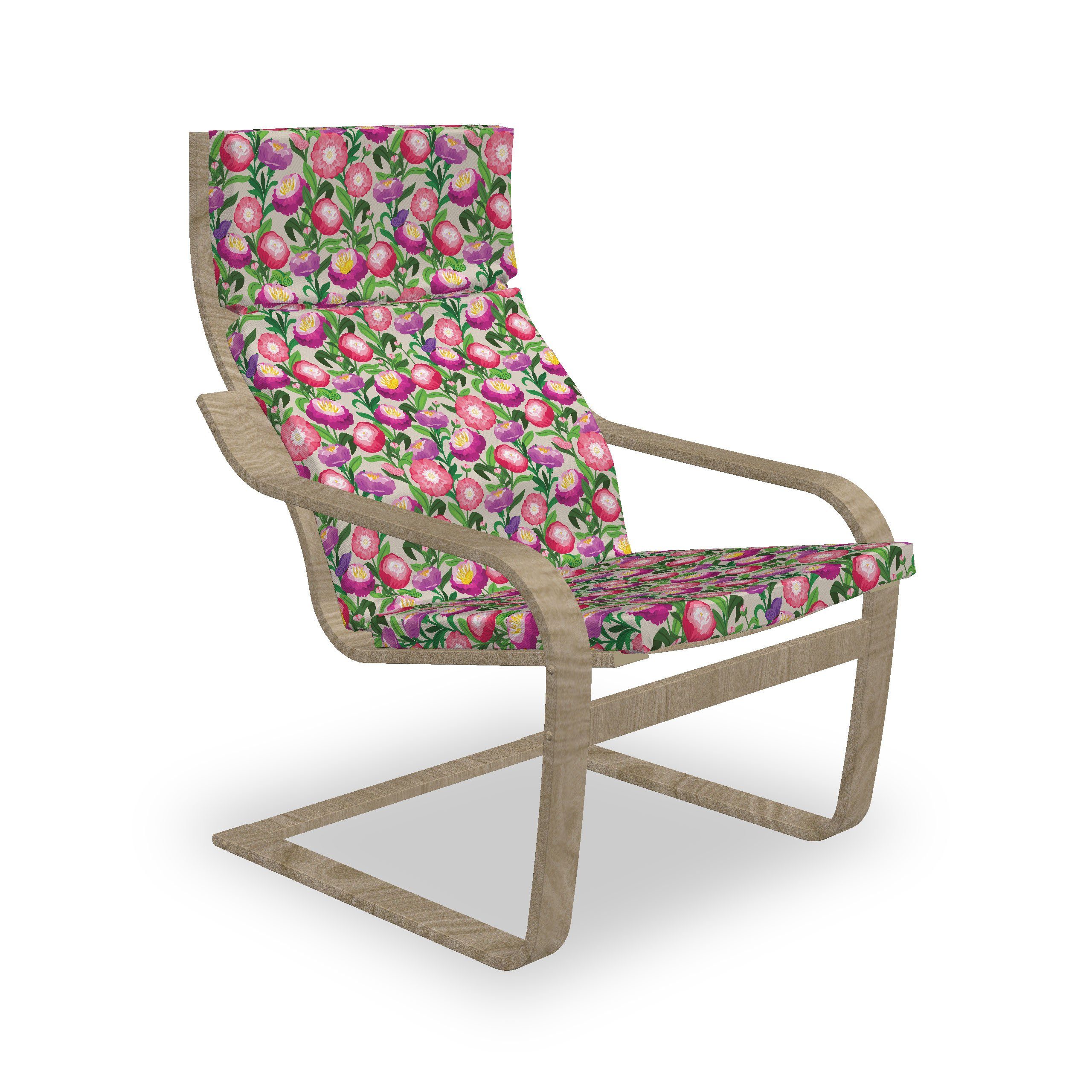 Abakuhaus Stuhlkissen Sitzkissen mit Stuhlkissen mit Hakenschlaufe und Reißverschluss, Blumen Blumen in Aquarell-Effekt