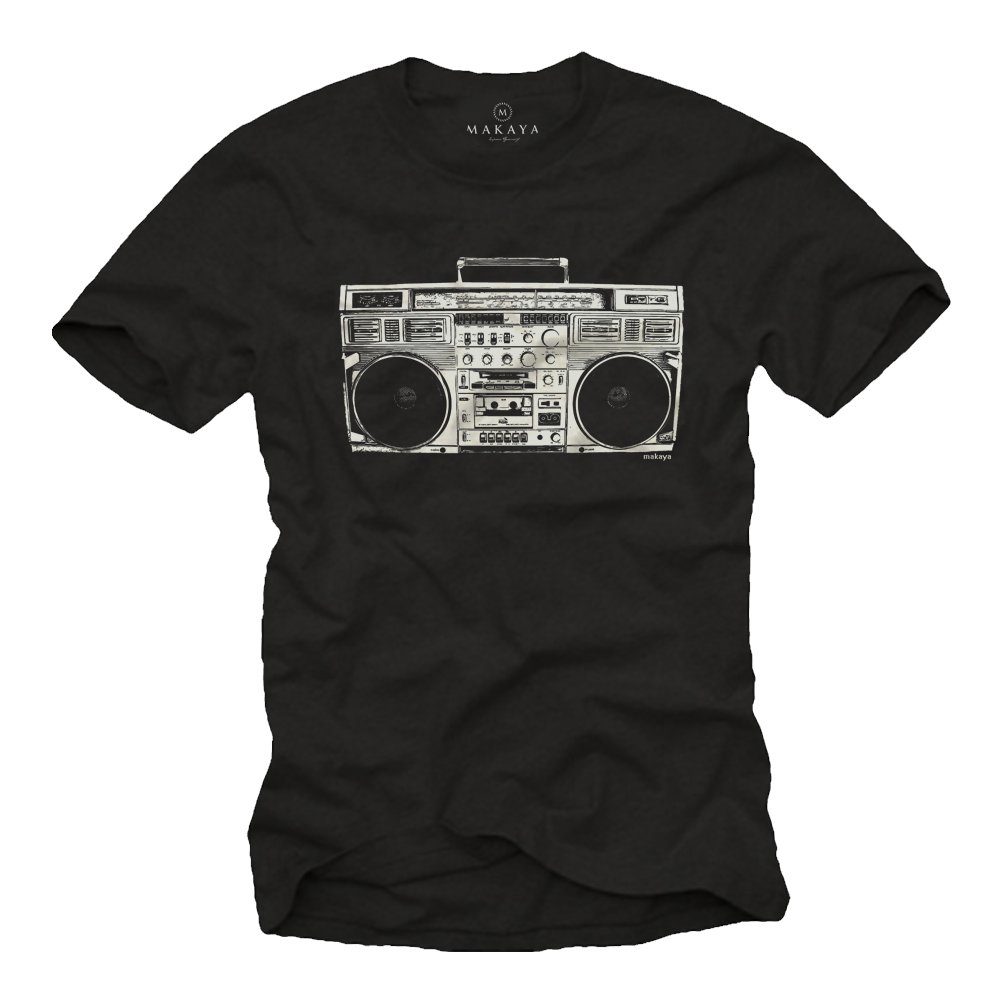 MAKAYA Print-Shirt Hop Hop Ghettoblaster T-Shirt Rap Musik Jungen Teenager Kinder Herren mit Druck, aus Baumwolle