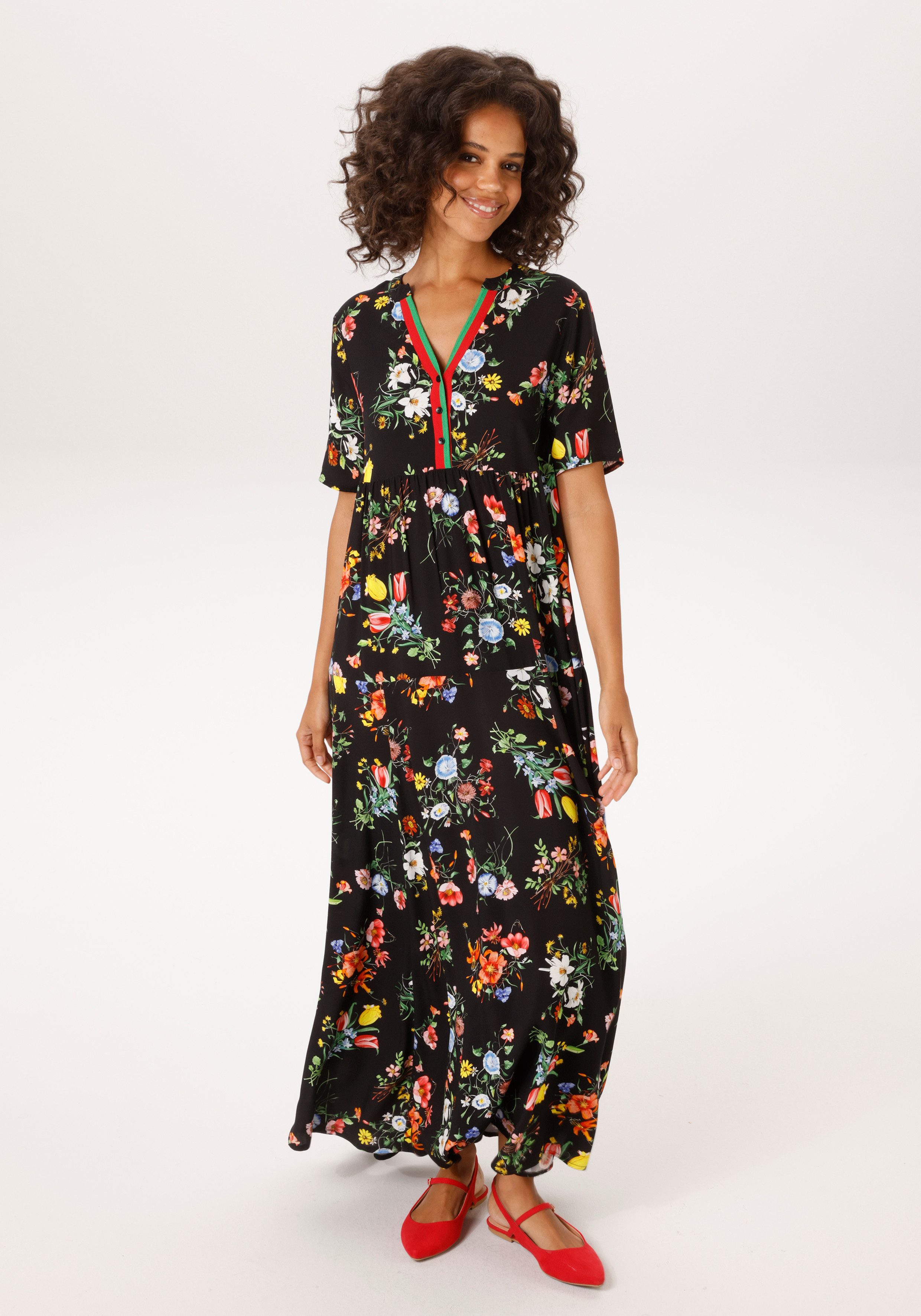 Aniston CASUAL Sommerkleid mit farbenfrohen Blumendruck - jedes Teil ein Un günstig online kaufen