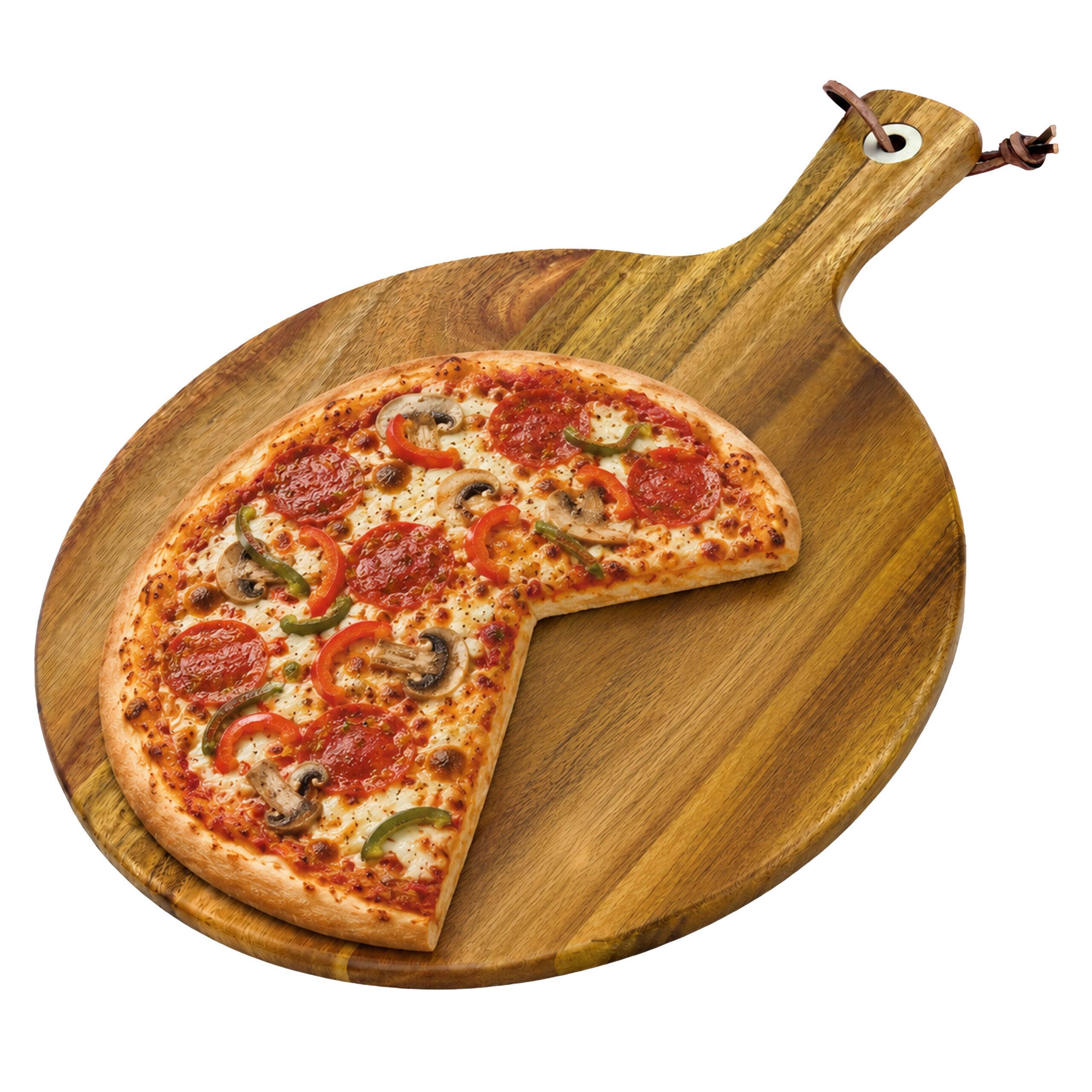 relaxdays Pizzaschneidebrett Pizzabrett ø 28 cm, Holz, (1-St)