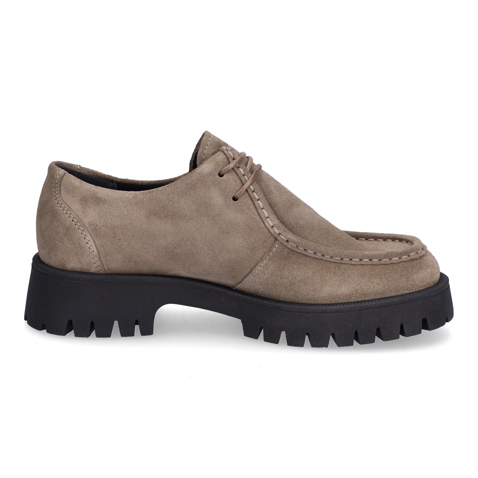 MIDS MINKA Damen Schnürschuh beige aus Veloursleder mit Mokassin-Naht & flexibler Profilsohle – Bild 4 von 5