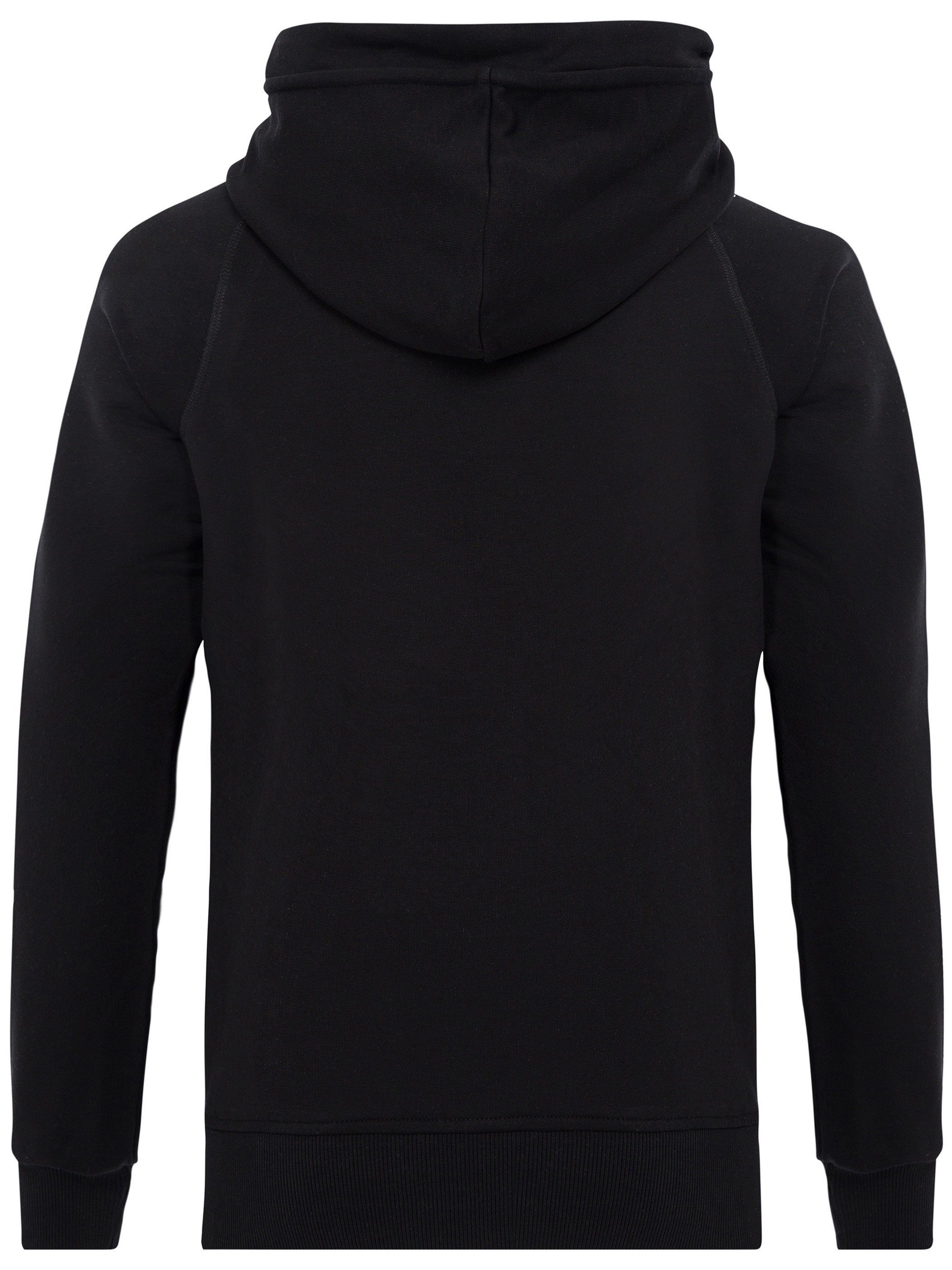 Yazubi Kapuzenpullover mit Schwarz (black Sweat Hoodie bequemer Kapuzensweatshirt 194008) Leo Passform