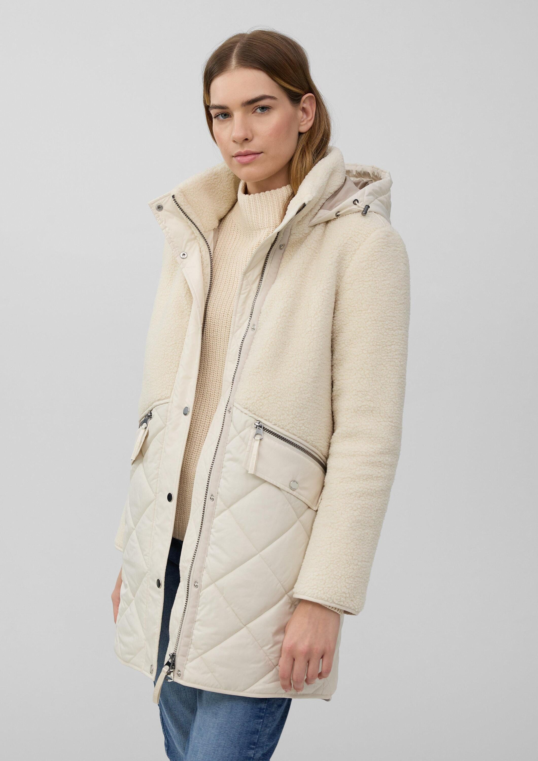 s.Oliver Funktionsmantel Outdoor-Mantel Kurzer Teddymantel im Fabricmix günstig online kaufen