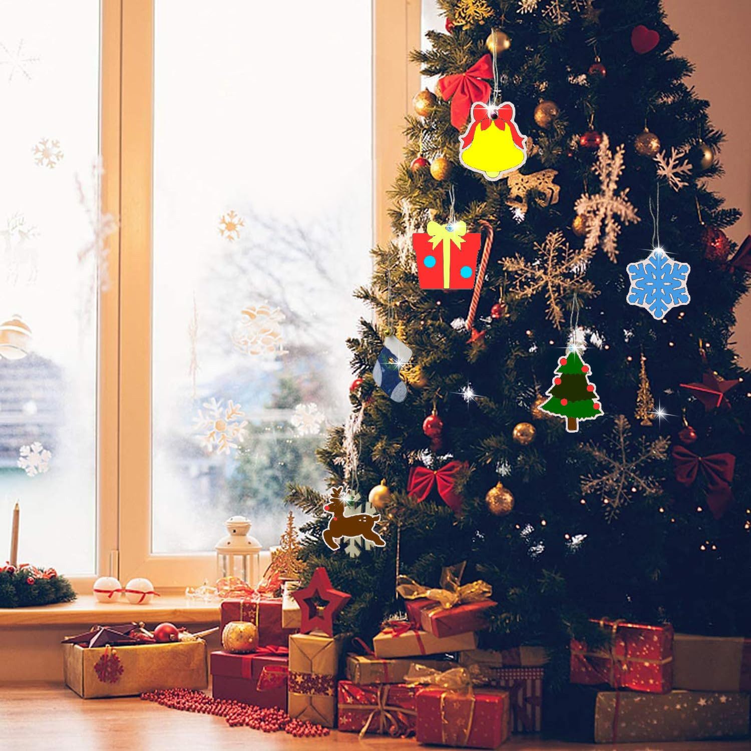 FOUORTUNATE-BEE Dekohänger Holzanhänger zum Bemalen Weihnachten (Holz-Bastelset, Christbaumschmuck zum Bemalen, Holzanhänger für den Weihnachtsbaum, DIY-Weihnac – Bild 5 von 5