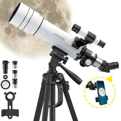 FOKOOS Teleskop für Erwachsene und Kinder, 70 mm Öffnung und 400 mm (20 x 333 x), Tragbares Stativ, Telefonhalter