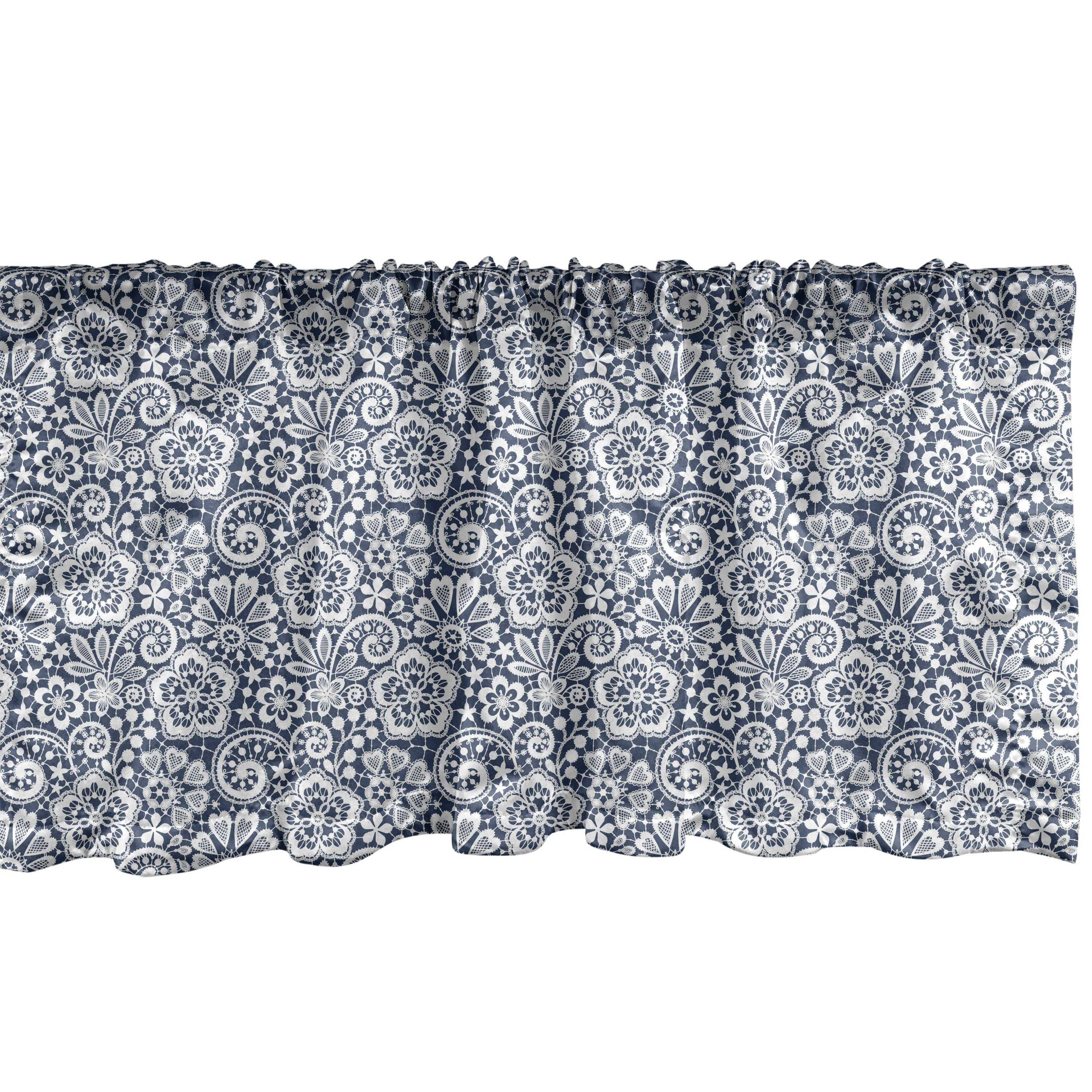Volant Schlafzimmer Microfaser, für viktorianisch Stangentasche, Küche Abakuhaus, Dekor Blütenblätter-Motiv Vorhang Retro mit Scheibengardine