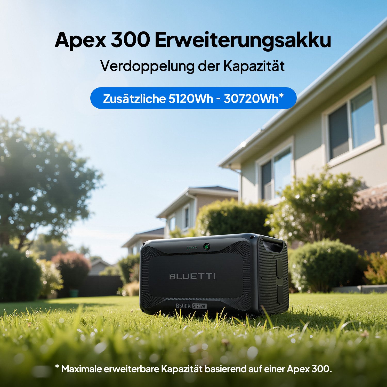 BLUETTI Stromerzeuger B500K Erweiterungsakku 5120Wh für Powerstation Apex 300