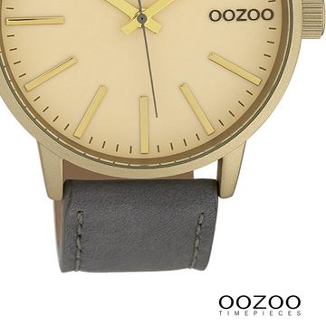 OOZOO Quarzuhr Oozoo Damen Armbanduhr Timepieces Analog, Damenuhr rund, groß (ca. 45mm) Lederarmband, Fashion-Style