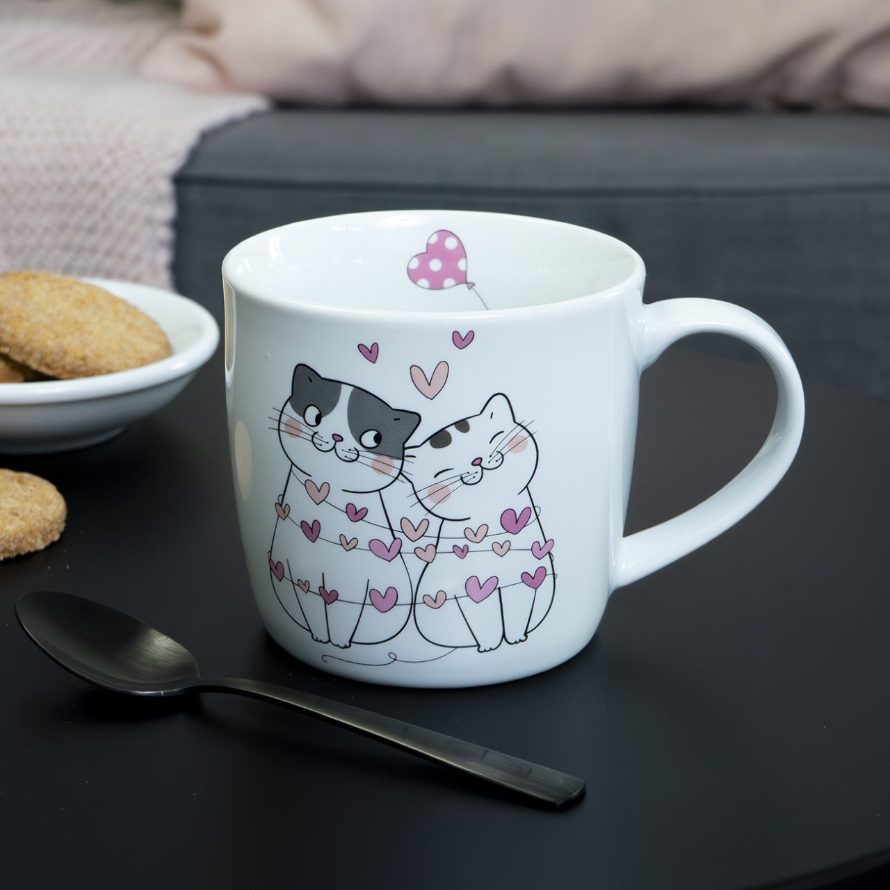 Geda Labels GmbH Tasse Cutie Cats, 1-tlg., Porzellan, Weiß, 300ml, spülmaschinengeeignet