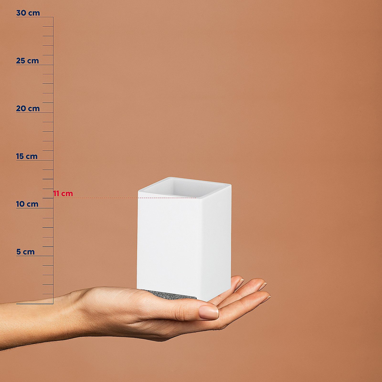 kela Zahnputzbecher Cube, Element in Natursteinoptik, Mattoptik