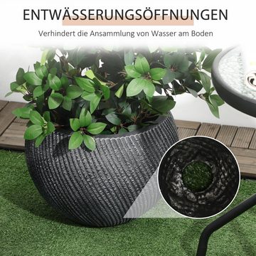 Outsunny Pflanzkübel Kräutertopf 2er-Set, wetterbeständig, Magnesiumoxid (Blumentöpfe, 2 St., Pflanztöpfe), für Garten, Balkon, Grau