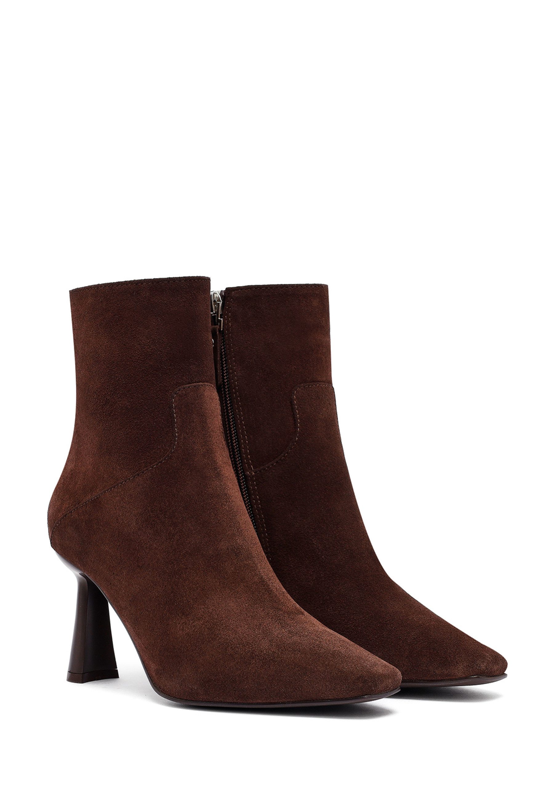 Derimod Absatz-Stiefeletten aus Veloursleder Ankleboots Leder-Textil-Futter, TPU Sohle, Absatz 9 cm