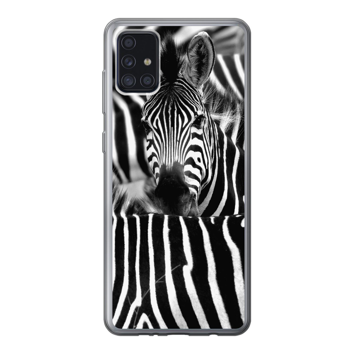 MuchoWow Handyhülle Zebra schwarz-weiß Fotodruck, Handyhülle Samsung Galaxy A52 5G, Smartphone-Bumper, Print, Handy