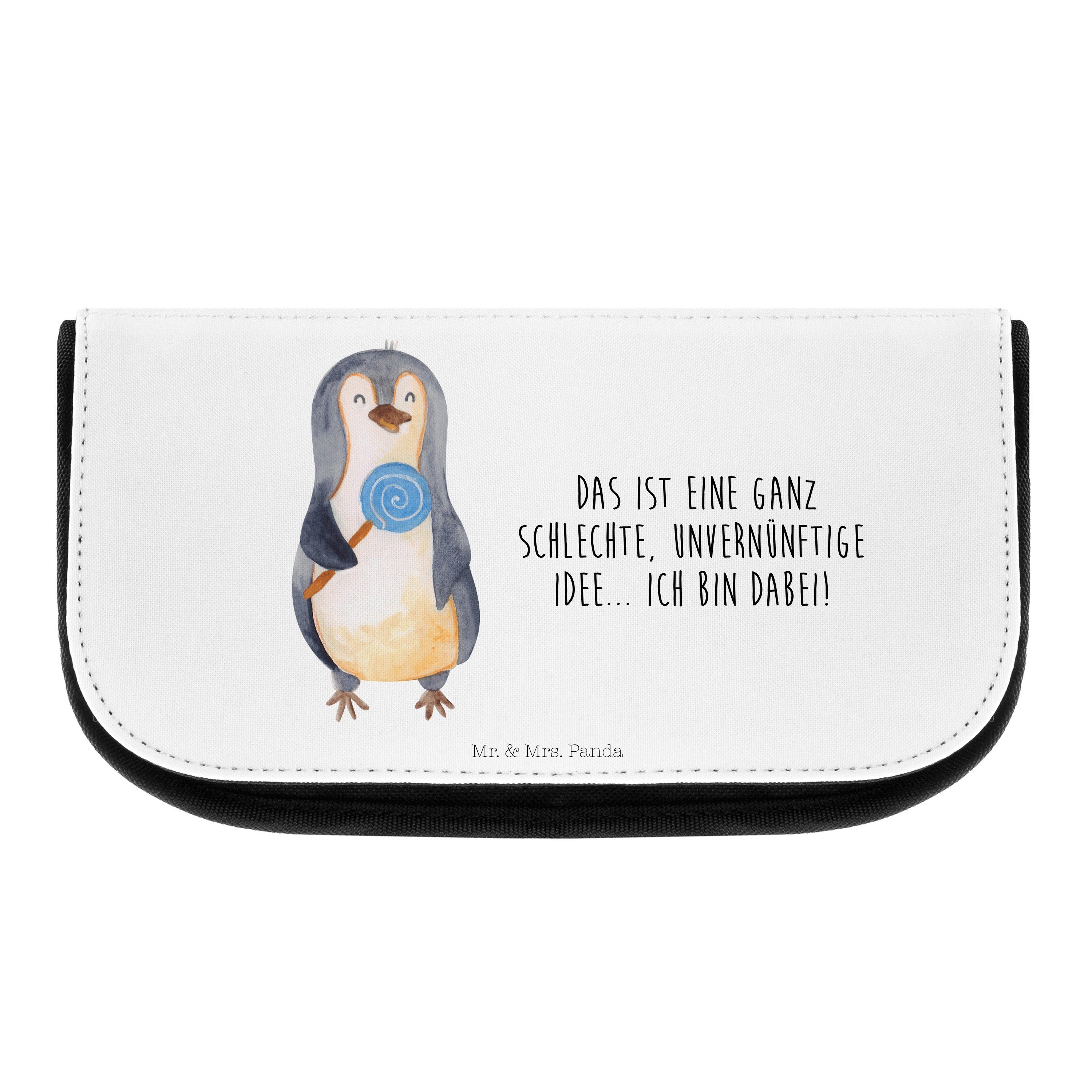 Mr. & Mrs. Panda Kosmetiktasche Pinguin Lolli - Weiß - Geschenk, Süßigkeiten, Rabauke, Kulturtasche, (1-tlg)