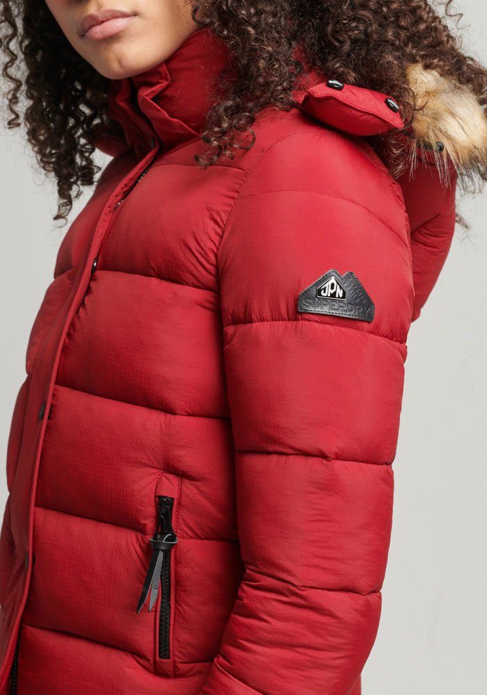 Superdry Winterjacke Kurz geschnittene Mid rot Layer Kapuzenjacke