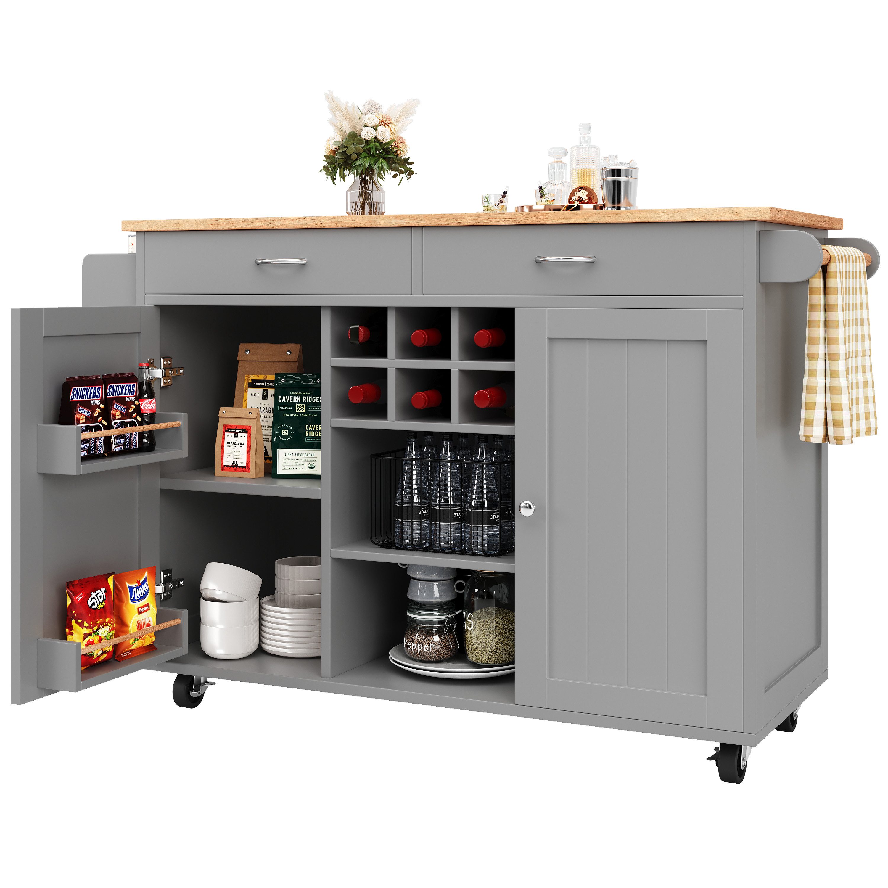 i@home Küchenwagen Moderne Kücheninsel(102×45×92cm), Küchenschrank, Multifu günstig online kaufen