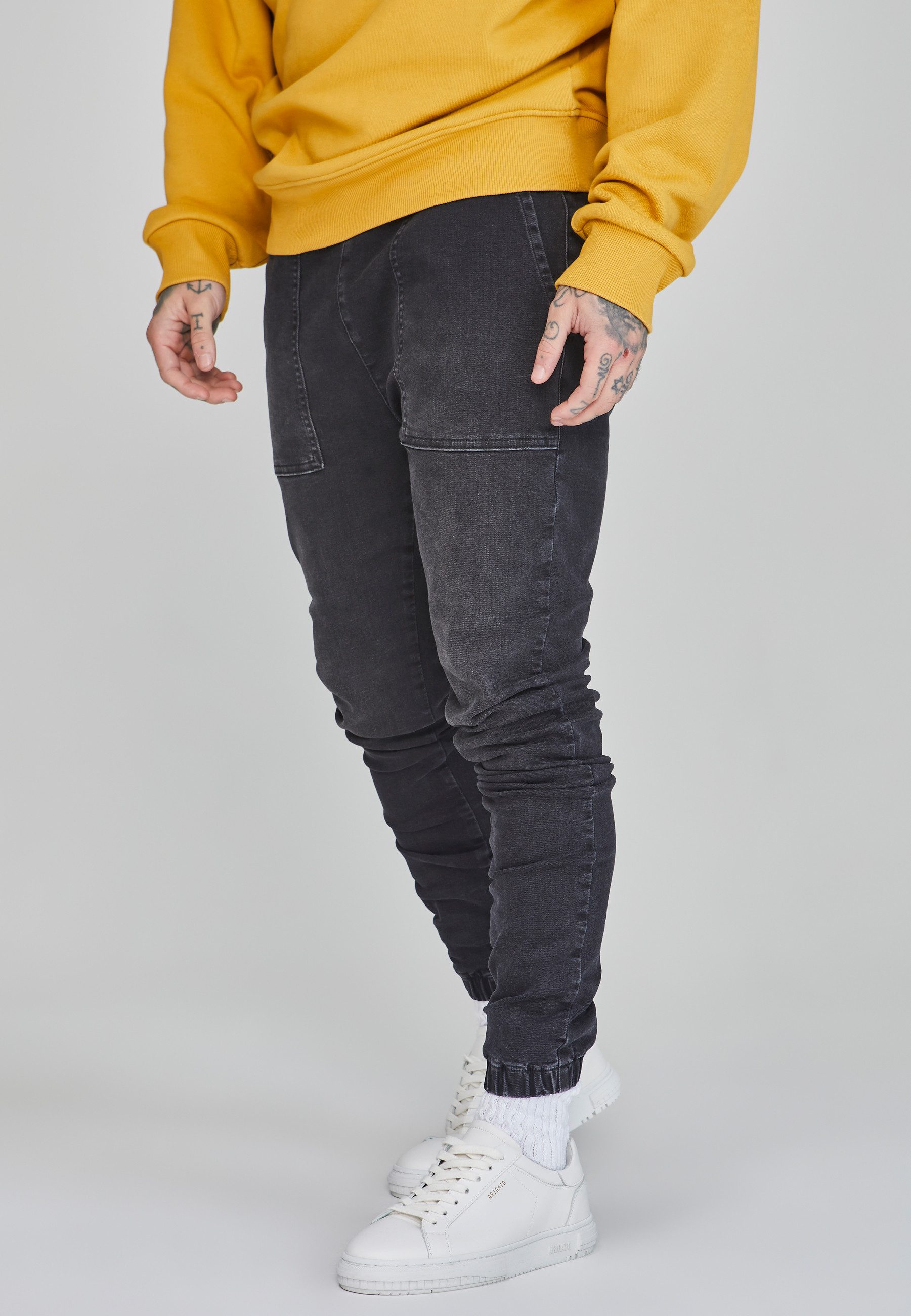 Siksilk Джоггери SikSilk Herren Schwarze Denim Jogginghose
