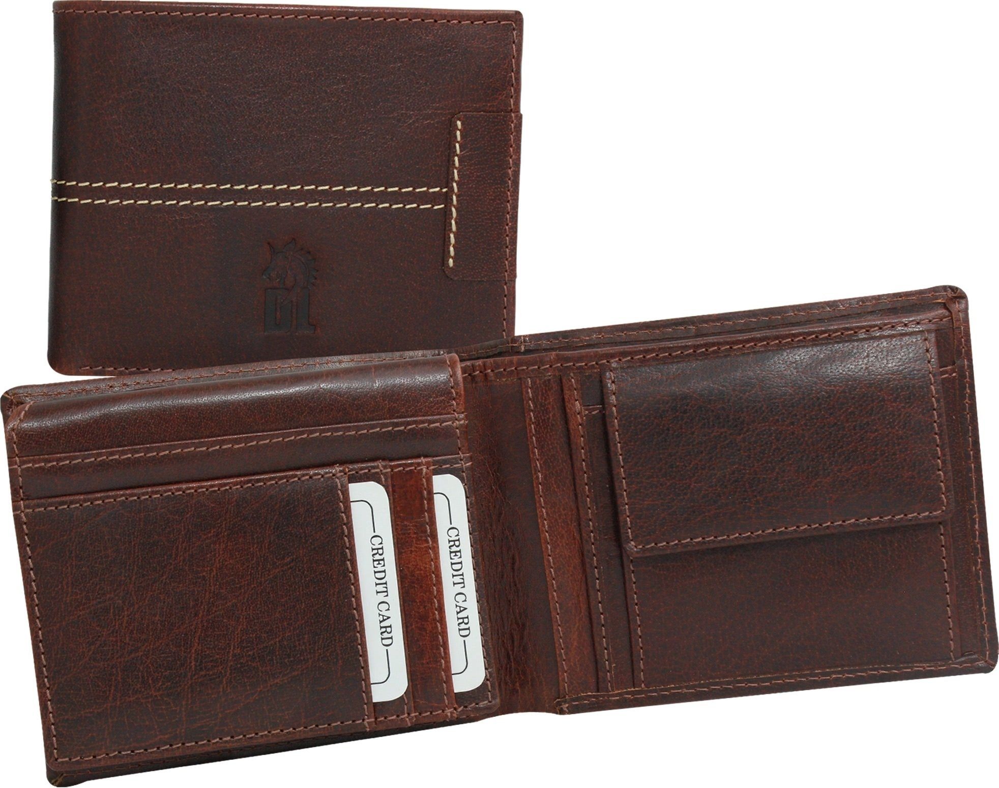 DrachenLeder Geldbörse DrachenLeder Herren Portemonnaie Börse (Portemonnaie, Portemonnaie), Herren Geldbörse Echtleder Größe ca. 12,5cm, braun, Serie Daniel