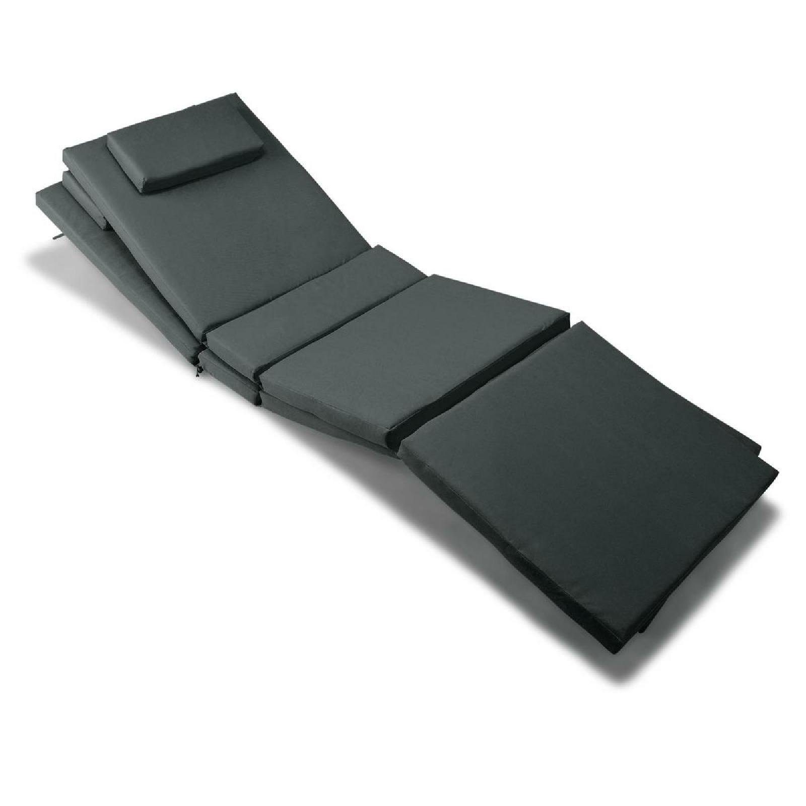 VCM Gartenliege 2x Auflage Sonnenliege mit Kopfkissen anthrazit