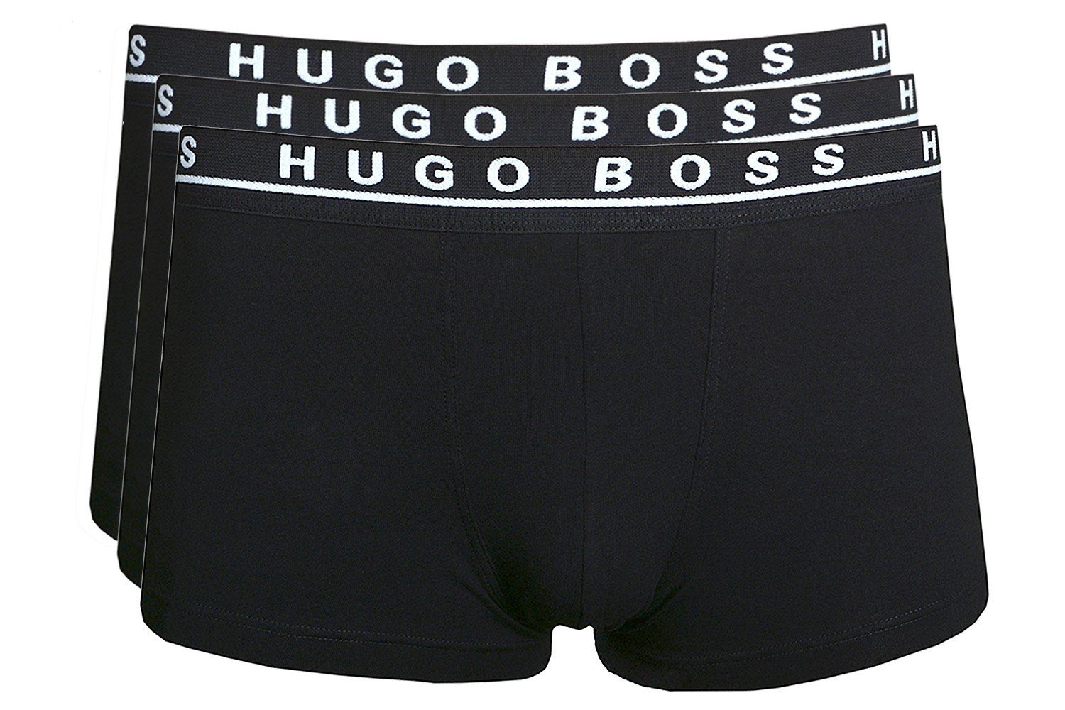 BOSS Boxershorts Cotton Stretch (Multi Pack, 3-St., 3er-Pack) Trunk Multi Pack Herren Unterhose Boxer kurzes Bein im 3er-Pack Schwarz (001)