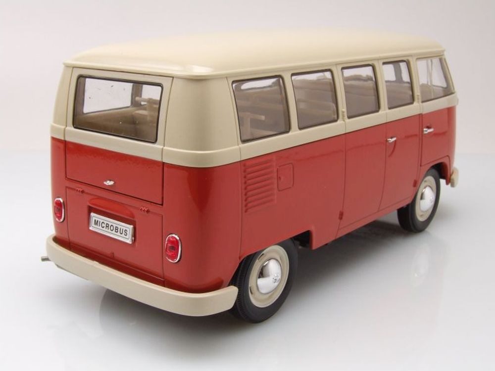 Welly Modellauto VW T1 Bus Fensterbus 1963 rot beige, Maßstab 1:18