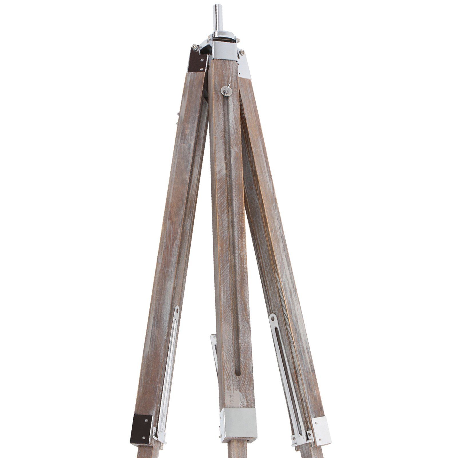 Antikes mit Stehlampe aus E27,max. Stahl, Stativ Stehlampe Verchromter LED, Holz - Jago 148cm Holz