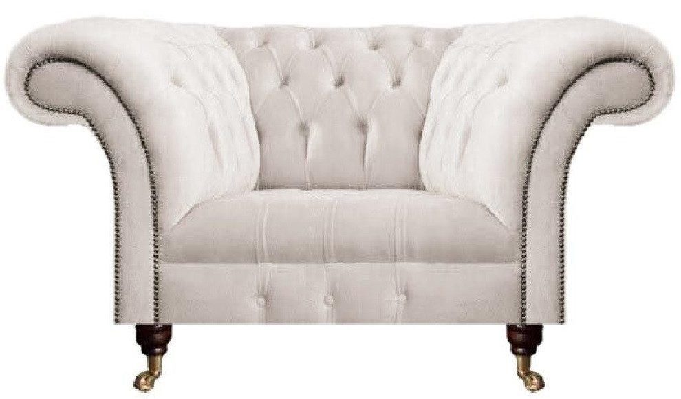 Xlmoebel Chesterfield-Sessel Chesterfield Sessel in Weiß mit hochwertigem Textilbezug (Sessel), Hergestellt in Europa