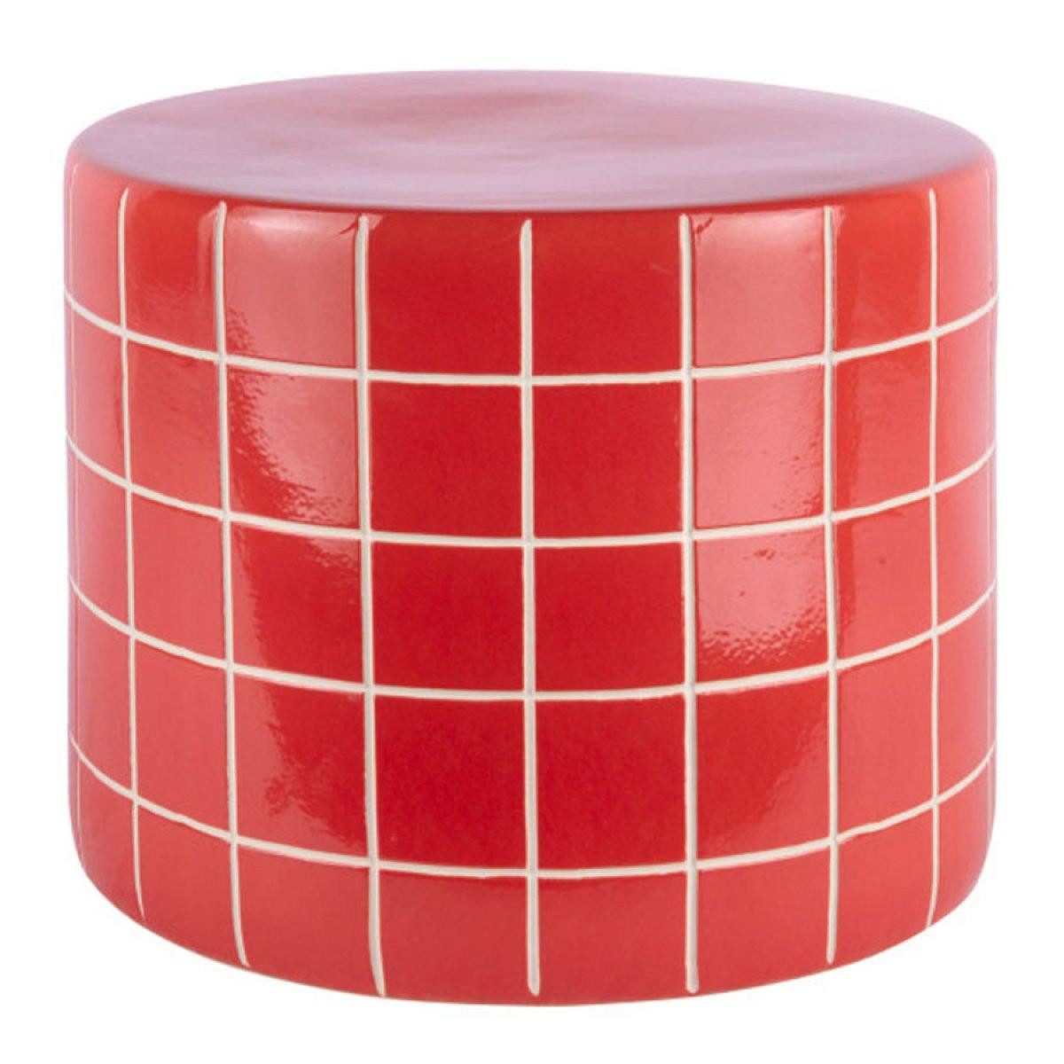 Leitmotiv Beistelltisch Pouf Beistelltisch Retro Tiles Scarled Red (34cm)