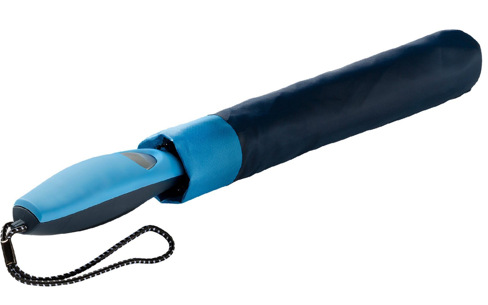 Impliva Taschenregenschirm Falconetti Griff, Auf-Automatik farblich auffallend passender navy-blau