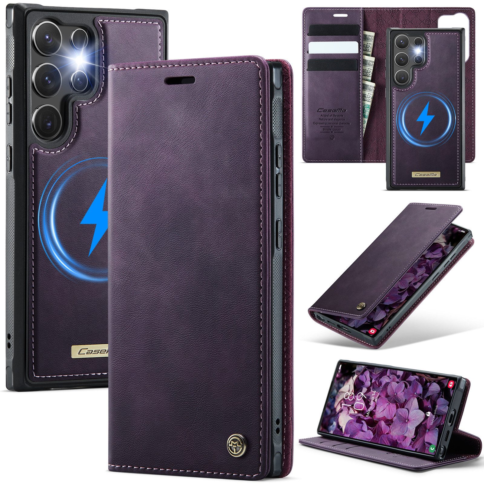 Mycotech Handyhülle Premium 2in1 Klapphülle für Samsung mit abnehmbarem Case Retro Tasche