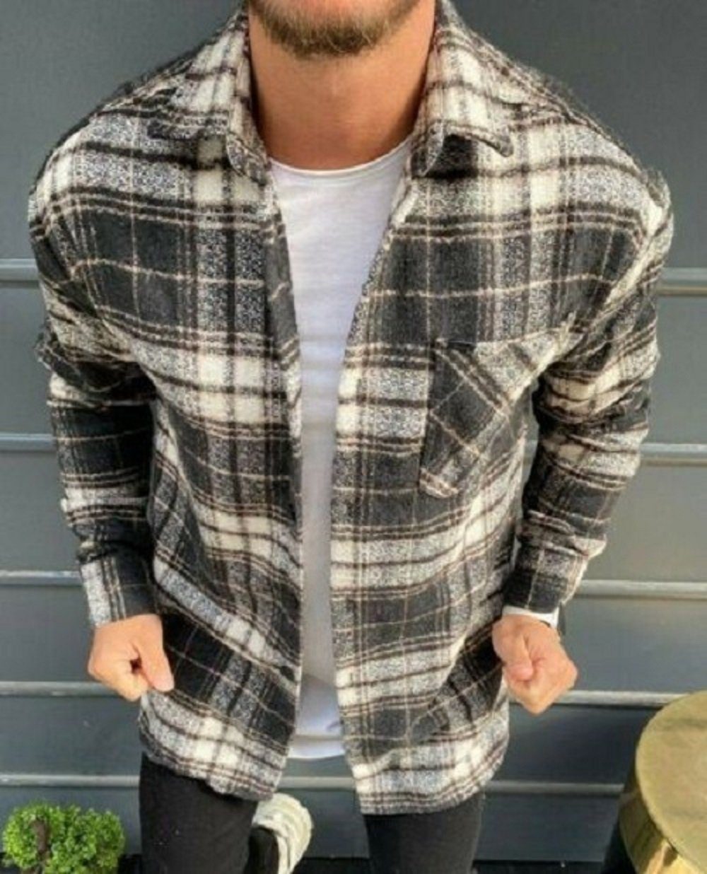 Megaman Jeans Flanellhemd Herren Holzfäller Hemd Langarm Karohemd Kariert S günstig online kaufen