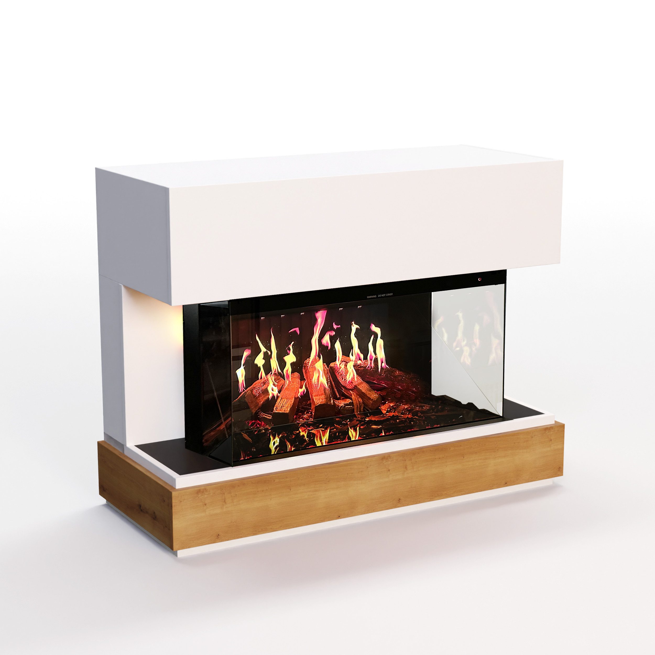 GLOW FIRE Elektrokamin HG5 Hologrammfeuer, Elektrischer Kamin mit 3D Feuer mit Heizung, täuschend echte Flamme mit Heizung