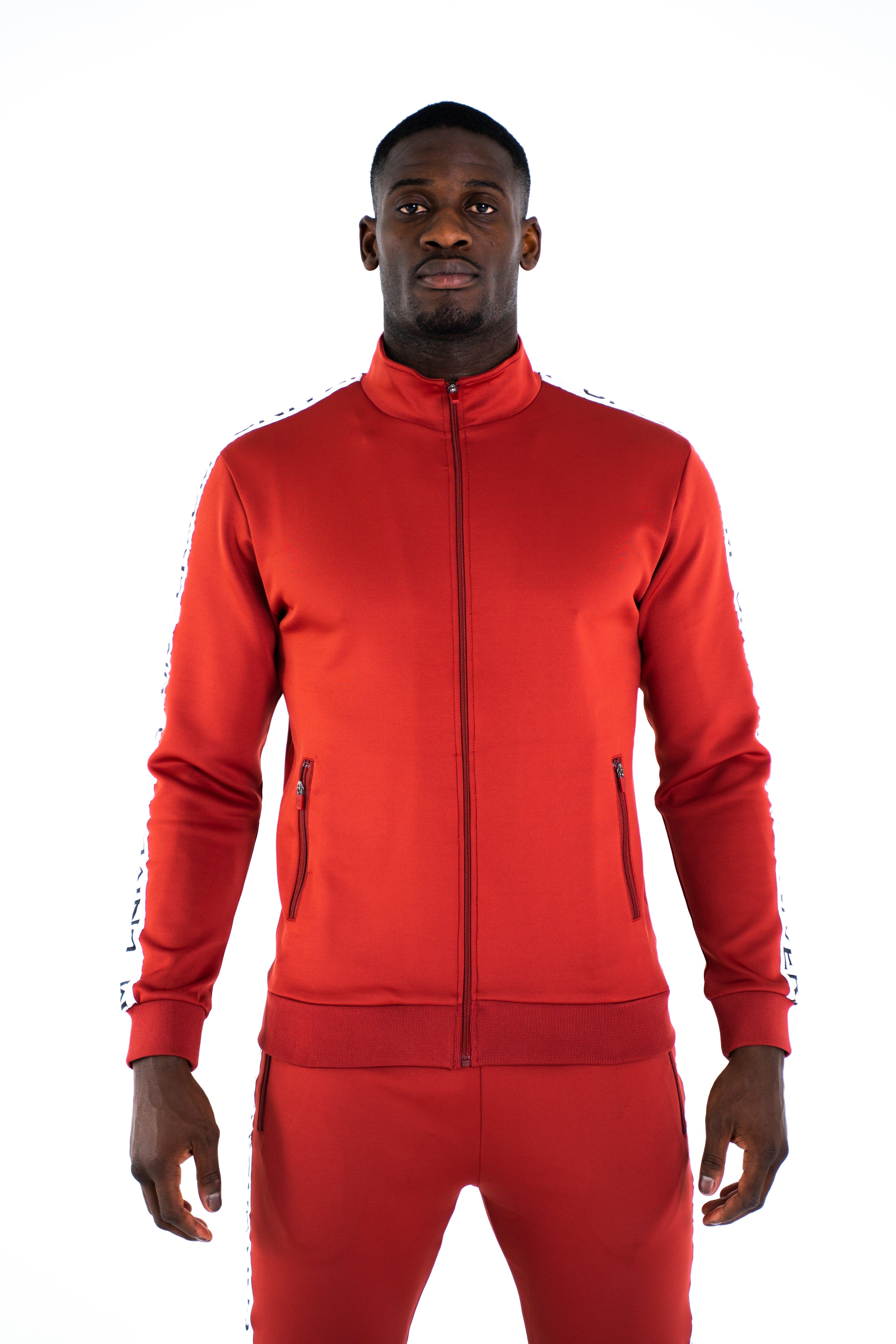 Universum Sportwear Trainingsjacke Logo Side Stripe Hoodie Trainingsjacke mit Stehkragen für Sport, Fitness und Freizeit Rot