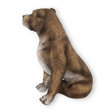 colourliving Gartenfigur Hunde Figur Bullterrier sitzend Terrier Figur, (detailgetreue Darstellung, liebevoll verarbeitet), handbemalt, 33 cm hoch, Möbelschoner unter den Füßen