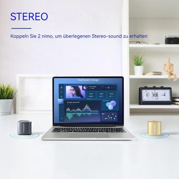 Tronsmart Nimo Stereo Portable-Lautsprecher (Bluetooth, 5 W, 12 Stunden Spielzeit, Wasserdicht IPX7, Bluetooth-Version 5.3)