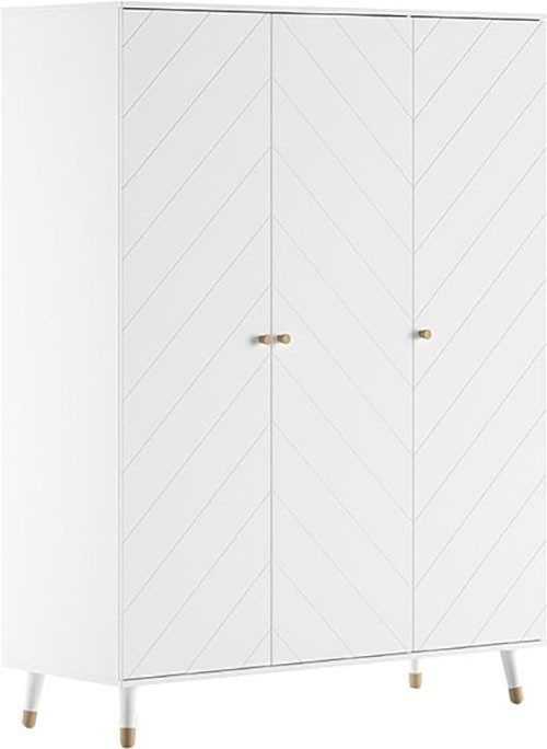 Vipack Kleiderschrank (Made in Europe) mit 3 Drehtüren bietet viel Stauraum, Rillenprofil-Optik, Ausf. weiß