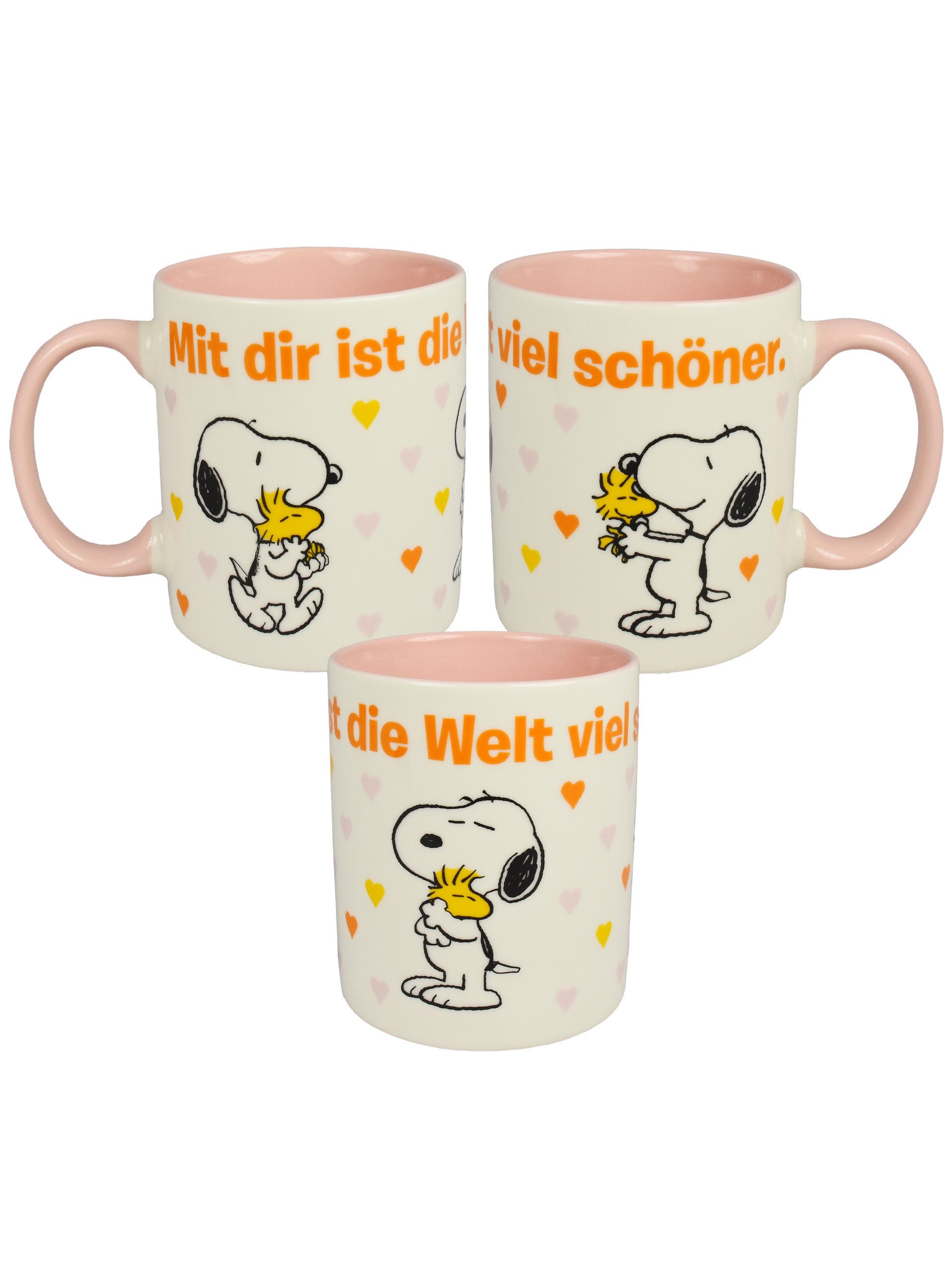 United Labels® Tasse Peanuts Snoopy Tasse Mit dir ist die Welt Kaffeetasse Becher 320 ml, Keramik