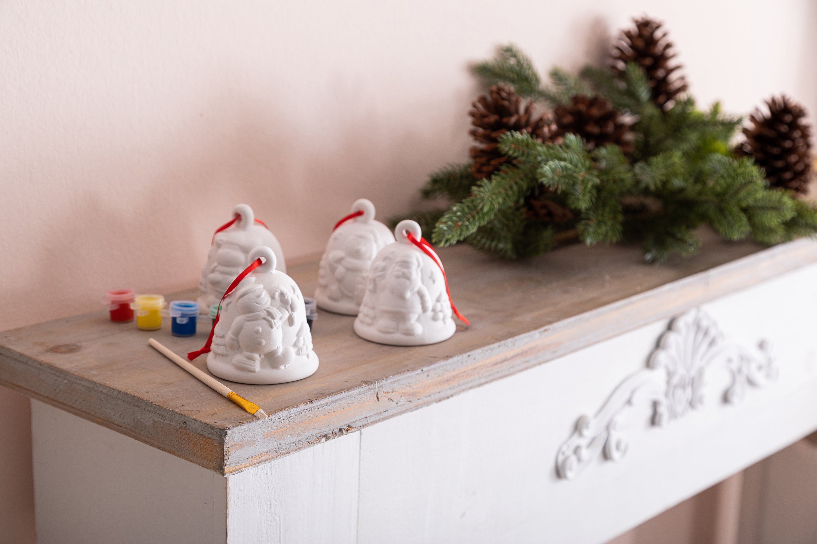 Myflair Möbel & Accessoires Baumbehang und Weihnachtsdeko Pinsel inkl. Glocke, 6 zum Farben (Set), Bemalen